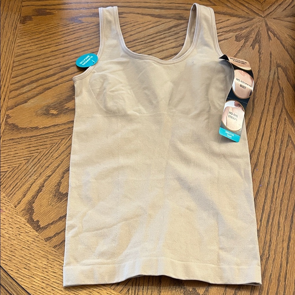 Jockey Slimmers Women’s (S) Beige Tank Top Microfiber Stretch Shapewear NWT